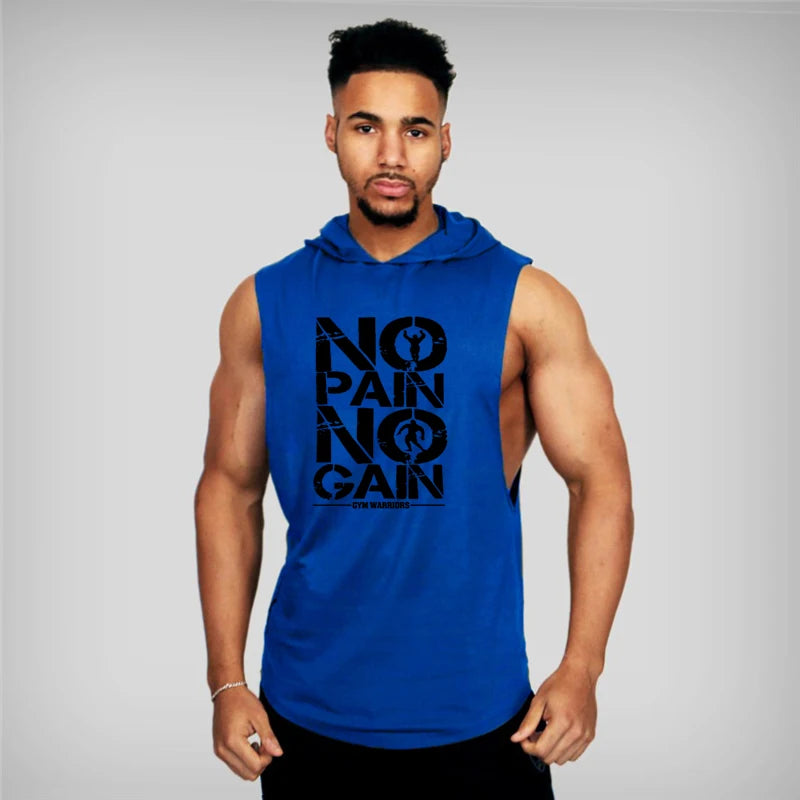 Brand Gyms Clothing Mens Bodybuilding Hooded Tank Top Cotton Sleeveless Vest Sweatshirt Fitness Workout Sportswear Tops Male